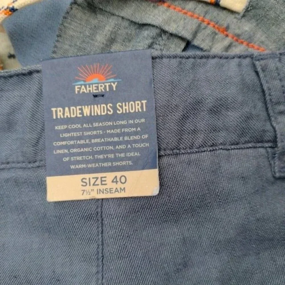 Faherty Tradewinds Linen Blend Shorts Blue
